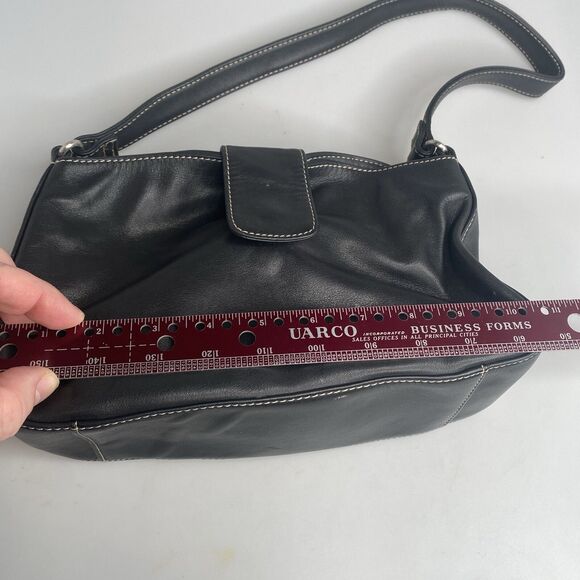 Fossil 1954 Black Soft Top Grain Leather Fold-Over Shoulder Bag Purse= - Picture 10 of 13